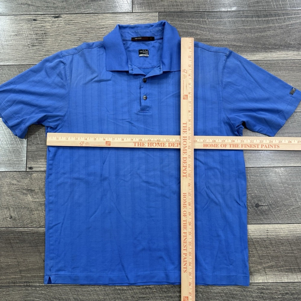 Nike Tiger Woods Golf Polo Shirt Mens Sz M Blue Dri Fit Jacquard Knit Collection - Picture 4 of 8